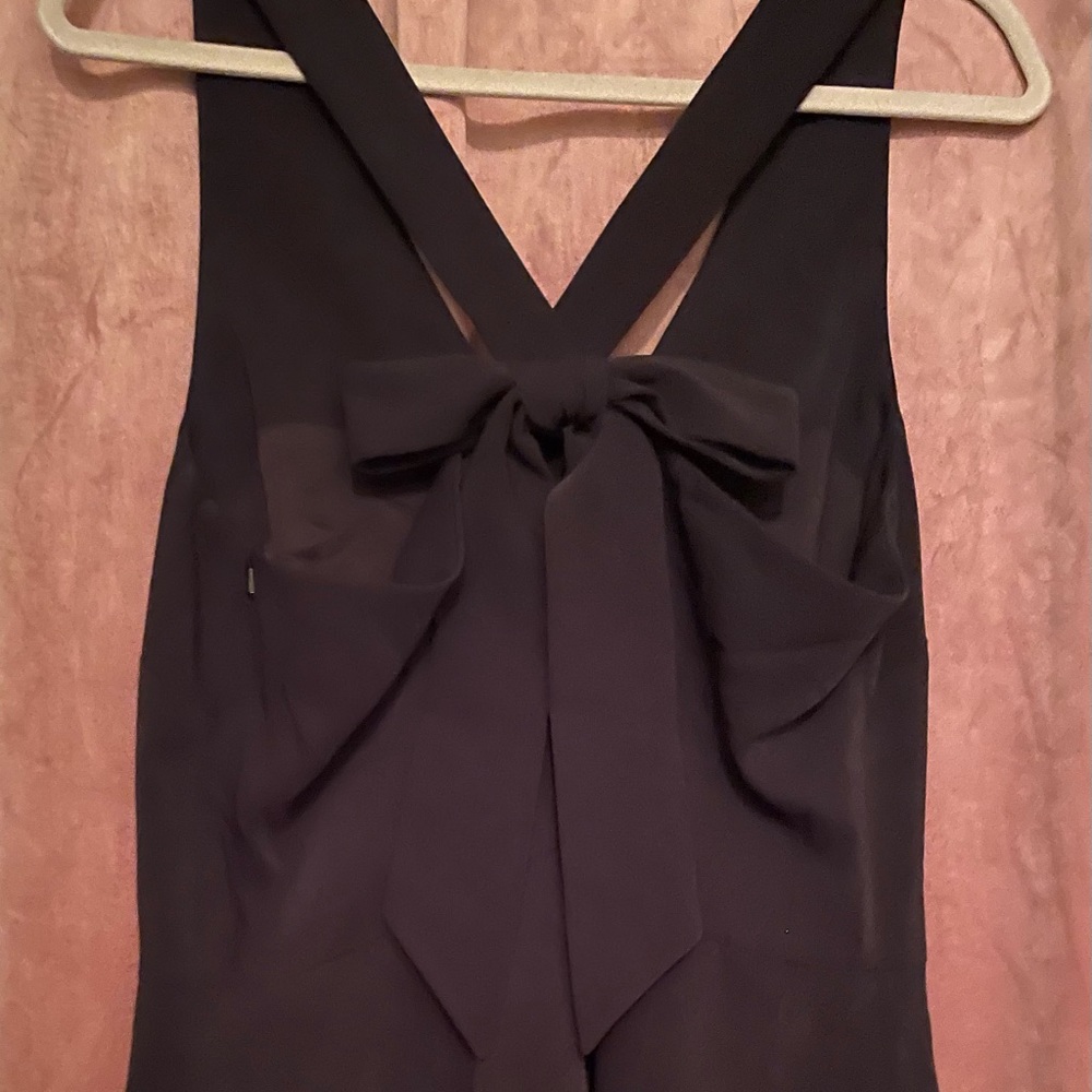 Black V-Neck Sleeveless Backless Bowknot Dress A Line Fit and Flare Flowy - Picture 8 of 11